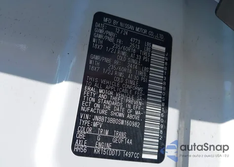 2025 Nissan Rogue Sv Intelligent Awd from USA, damaged, VIN JN8BT3BB0SW160982